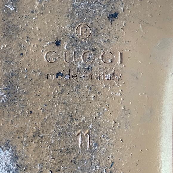 GUCCI Size 11.5 Guccissima Beige Rust Monogram Canvas Slip-On Loafers - Picture 8 of 8